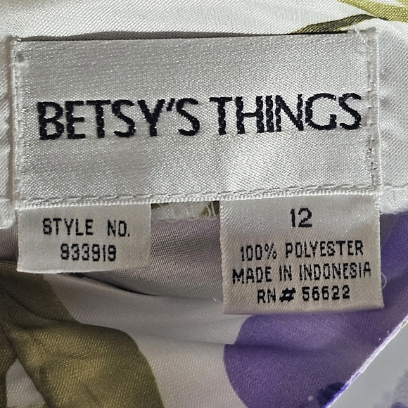 0003 Betsy's Things Sleeveless Button Maxi Dress White Purple Floral Size 12 - Picture 7 of 11